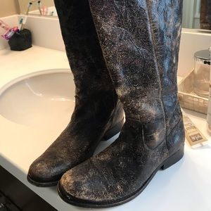 Women’s designer Frye distressed boots